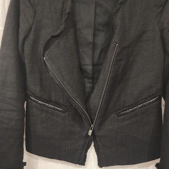 Maje Women's Ahead Quilted Linen Lambskin Moto Blazer Jacket - Picture 5 of 9